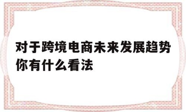 对于跨境电商未来发展趋势你有什么看法